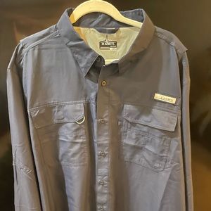 Habit Mens Button Up Vented Shirt Short Sleeve Nylon Fishing Hiking Navy — XXL